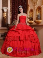Appliques Beautiful Red Villa Altagracia Dominican Republic Quinceanera Dress For Formal Evening Sweetheart Taffeta Ball Gown