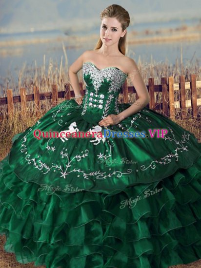 Organza Sleeveless Floor Length Quinceanera Gown and Embroidery and Ruffles - Click Image to Close
