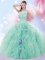 High-neck Sleeveless Lace Up Quinceanera Gowns Apple Green Tulle