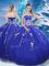 Sophisticated Organza Sweetheart Sleeveless Lace Up Appliques Quinceanera Gown in Blue
