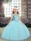 Scoop Sleeveless Tulle Little Girls Pageant Dress Beading and Appliques Lace Up