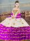 Sweetheart Sleeveless Quinceanera Gown Floor Length Beading and Ruffled Layers Purple Organza