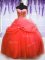 Fashionable Coral Red Lace Up Sweetheart Beading and Bowknot Sweet 16 Dresses Tulle Sleeveless
