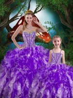 Clearance Sweetheart Sleeveless Lace Up 15th Birthday Dress Eggplant Purple Organza