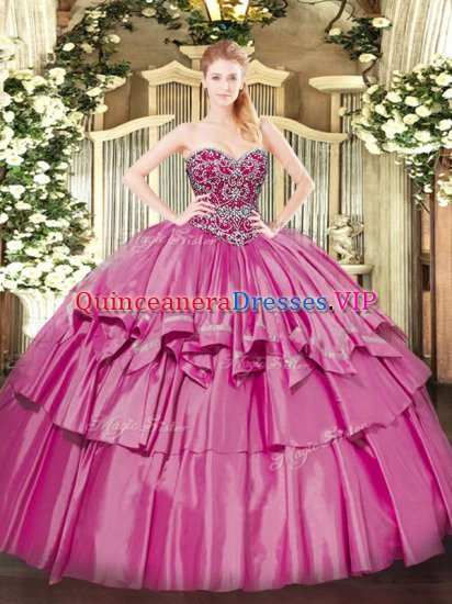 Beauteous Sleeveless Beading and Ruffled Layers Lace Up Quinceanera Dress - Click Image to Close