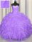 Exceptional Sleeveless Organza Floor Length Lace Up 15th Birthday Dress in Lavender with Beading and Ruffles