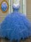 Floor Length Blue Sweet 16 Dress V-neck Sleeveless Zipper