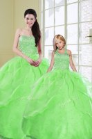 Organza Sleeveless Floor Length Quinceanera Gowns and Beading and Sequins