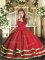 Red Sleeveless Tulle Lace Up Little Girl Pageant Dress for Party and Wedding Party
