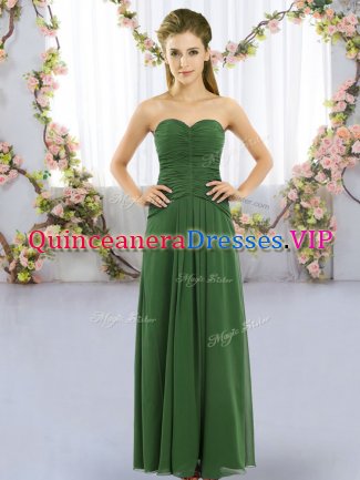 Empire Dama Dress for Quinceanera Green Sweetheart Chiffon Sleeveless Floor Length Lace Up