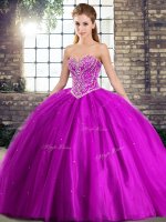 Captivating Purple Quince Ball Gowns Military Ball and Sweet 16 and Quinceanera with Beading Sweetheart Sleeveless Brush Train Lace Up(SKU SJQDDT2122002-3BIZ)