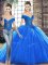 Most Popular Sleeveless Brush Train Beading Lace Up Vestidos de Quinceanera