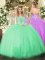 Dramatic Apple Green Sleeveless Tulle Lace Up Vestidos de Quinceanera for Military Ball and Sweet 16 and Quinceanera