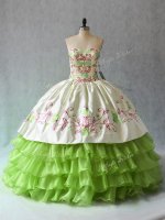 Green Vestidos de Quinceanera Sweet 16 and Quinceanera with Ruffled Layers Sweetheart Sleeveless Lace Up