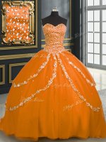 Tulle Sleeveless With Train Sweet 16 Dress Brush Train and Beading and Appliques