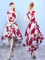 Cute Scoop Sleeveless Printed Dama Dress Pattern Lace Up