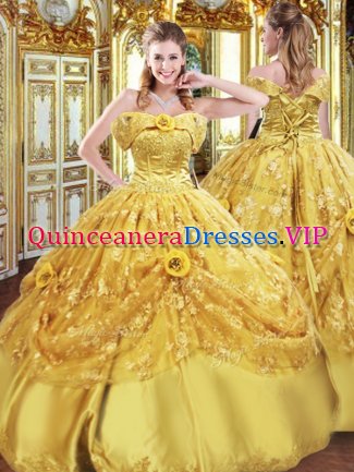 Graceful Tulle Sleeveless Floor Length Military Ball Gowns and Beading and Appliques and Hand Made Flower