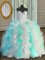Nice Multi-color Sleeveless Floor Length Beading and Ruffles Lace Up Sweet 16 Dress