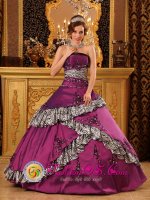 ZonaColombiaBananera Colombia Stylish Embroidery Zebra Dark Purple Quinceanera Dress With Taffeta Ball Gown