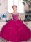 Trendy Fuchsia Off The Shoulder Neckline Beading and Ruffles Little Girls Pageant Dress Wholesale Sleeveless Lace Up