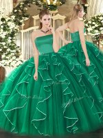Dark Green Zipper Sweet 16 Dress Ruffles Sleeveless Floor Length(SKU SJQDDT1561002BIZ)