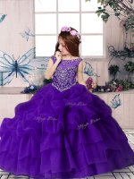 Attractive Sleeveless Zipper Floor Length Beading and Pick Ups Custom Made Pageant Dress
