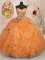 Artistic Organza Sweetheart Sleeveless Lace Up Beading and Ruffles Sweet 16 Dresses in Orange