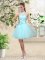 Custom Fit Aqua Blue Sleeveless Tulle Lace Up Damas Dress for Prom and Party