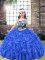 Sleeveless Embroidery and Ruffles Lace Up Little Girls Pageant Gowns
