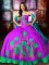 Pretty Multi-color Sleeveless Embroidery Floor Length Military Ball Dresses
