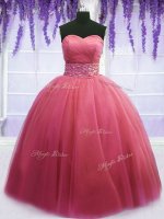 Shining Pink Sweet 16 Quinceanera Dress Military Ball and Sweet 16 and Quinceanera with Beading and Belt Sweetheart Sleeveless Lace Up(SKU PSSW026-1BIZ)