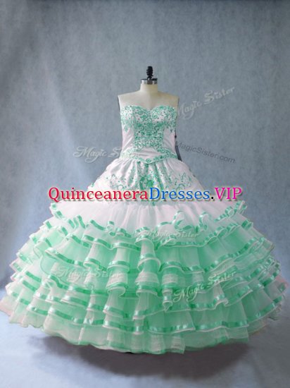 Customized Sweetheart Sleeveless Lace Up 15 Quinceanera Dress Apple Green Organza - Click Image to Close