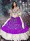 Eggplant Purple Ball Gowns Taffeta Off The Shoulder Sleeveless Embroidery and Ruffled Layers Floor Length Lace Up Military Ball Dresses For Women