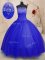 Fantastic Royal Blue Ball Gowns Beading Quinceanera Gown Lace Up Tulle Sleeveless Floor Length