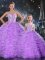 Sumptuous Lavender Tulle Lace Up Quinceanera Gowns Sleeveless Floor Length Beading and Ruffles
