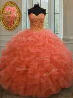 Pretty Ball Gowns Ball Gown Prom Dress Orange Red Sweetheart Organza Sleeveless Floor Length Lace Up(SKU PSSW076-1BIZ)