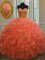 Pretty Ball Gowns Ball Gown Prom Dress Orange Red Sweetheart Organza Sleeveless Floor Length Lace Up