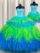 Hot Sale Three Piece Multi-color Lace Up Quinceanera Dresses Beading and Ruffled Layers Sleeveless Floor Length
