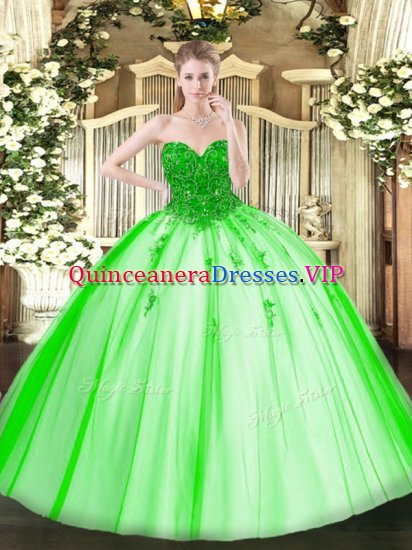 Tulle Sleeveless Floor Length Quinceanera Dresses and Beading - Click Image to Close