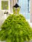 Discount Floor Length Olive Green Sweet 16 Dresses Organza Sleeveless Beading