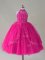 Floor Length Ball Gowns Sleeveless Fuchsia Pageant Gowns For Girls Lace Up