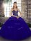 Free and Easy Blue Tulle Lace Up Ball Gown Prom Dress Sleeveless Floor Length Beading and Appliques
