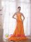KaneoheHawaii/HI Elegant Orange Column/Sheath Strapless Sweep / Brush Train Taffeta Beading Quinceanera Dama Dress