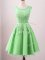 Attractive Green Lace Up Quinceanera Court of Honor Dress Lace Sleeveless Knee Length
