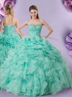 Organza Sweetheart Sleeveless Lace Up Beading and Ruffles and Pick Ups Quinceanera Dresses in Apple Green(SKU XFQD1318BIZ)