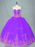 Luxury Purple Sleeveless Beading Floor Length 15 Quinceanera Dress
