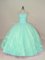Apple Green Lace Up Vestidos de Quinceanera Hand Made Flower Sleeveless Floor Length