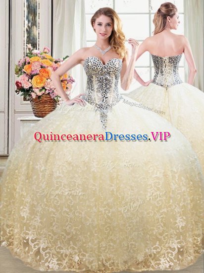 Chic Sleeveless Beading and Lace Lace Up Vestidos de Quinceanera - Click Image to Close