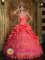 Westward Ho Devon Popular Lace Appliques Decorate Bodice Watermelon Red Sweetheart Quinceanera Dress For Taffeta and Tulle Ball Gown