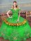Free and Easy Green Sleeveless Floor Length Embroidery Lace Up Quinceanera Dresses